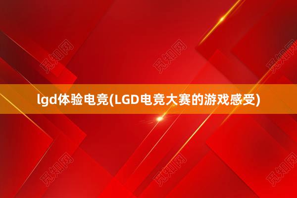 lgd体验电竞(LGD电竞大赛的游戏感受)