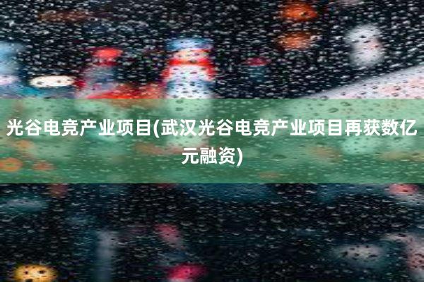 光谷电竞产业项目(武汉光谷电竞产业项目再获数亿元融资)