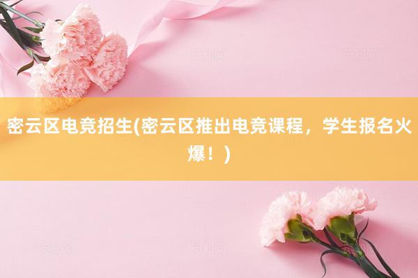 密云区电竞招生(密云区推出电竞课程，学生报名火爆！)