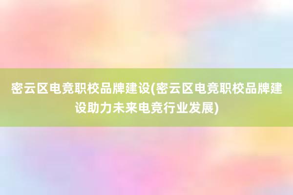 密云区电竞职校品牌建设(密云区电竞职校品牌建设助力未来电竞行业发展)