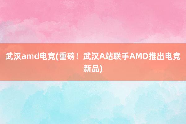 武汉amd电竞(重磅！武汉A站联手AMD推出电竞新品)