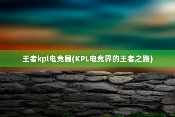 王者kpl电竞圈(KPL电竞界的王者之路)