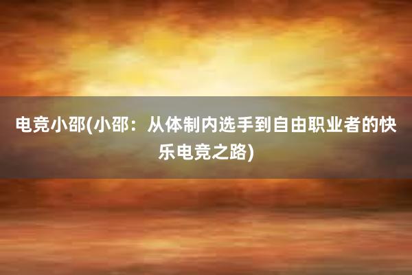 电竞小邵(小邵：从体制内选手到自由职业者的快乐电竞之路)