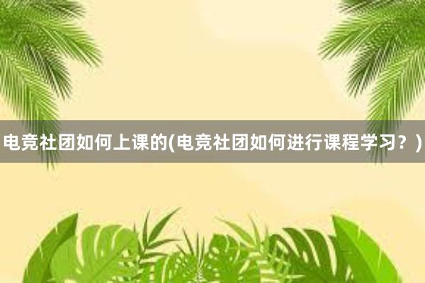 电竞社团如何上课的(电竞社团如何进行课程学习？)