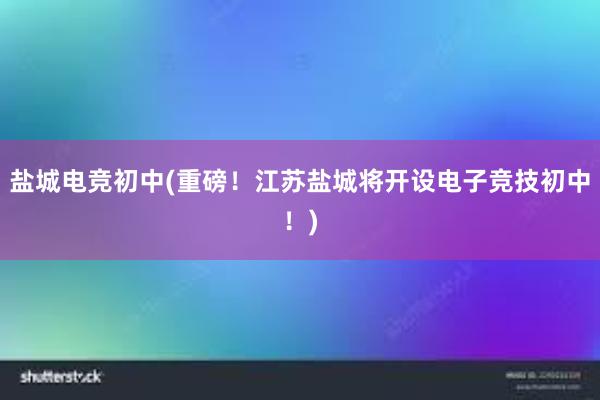 盐城电竞初中(重磅！江苏盐城将开设电子竞技初中！)