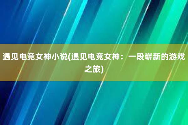 遇见电竞女神小说(遇见电竞女神：一段崭新的游戏之旅)