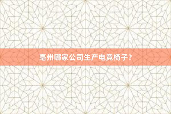 亳州哪家公司生产电竞椅子？