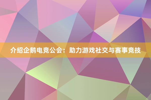 介绍企鹅电竞公会：助力游戏社交与赛事竞技