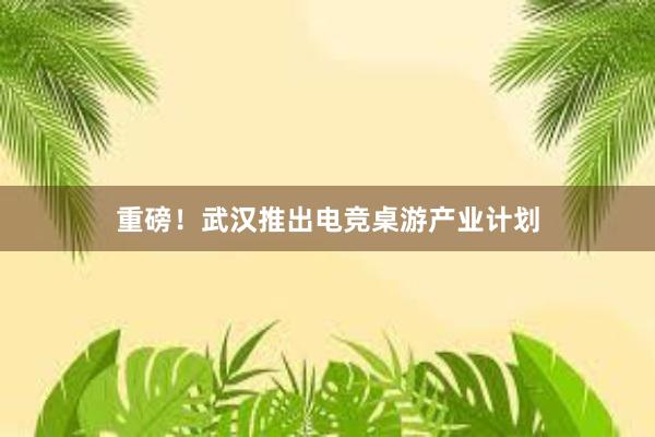 重磅！武汉推出电竞桌游产业计划