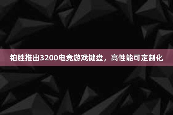 铂胜推出3200电竞游戏键盘，高性能可定制化